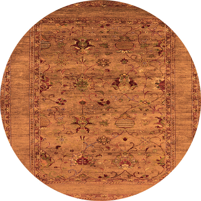 Round Oriental Orange Industrial Rug, urb2396org