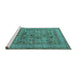 Sideview of Machine Washable Oriental Turquoise Industrial Area Rugs, wshurb2396turq