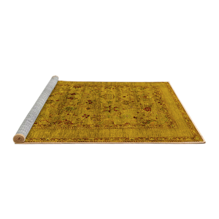 Sideview of Machine Washable Oriental Yellow Industrial Rug, wshurb2396yw