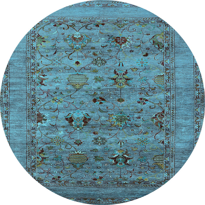 Round Oriental Light Blue Industrial Rug, urb2396lblu