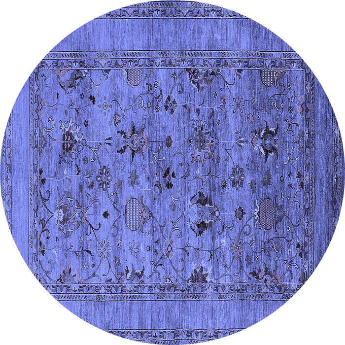 Round Oriental Blue Industrial Rug, urb2396blu