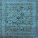 Square Machine Washable Oriental Light Blue Industrial Rug, wshurb2396lblu