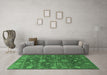 Machine Washable Oriental Emerald Green Industrial Area Rugs in a Living Room,, wshurb2397emgrn