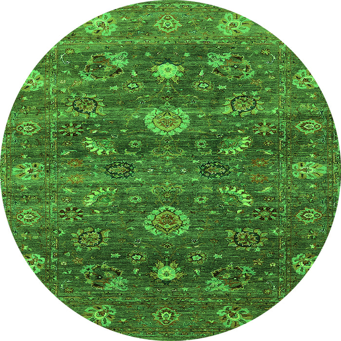 Round Oriental Green Industrial Rug, urb2397grn