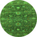 Round Oriental Green Industrial Rug, urb2397grn