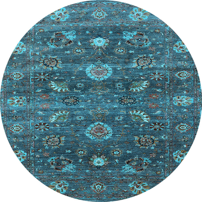Round Oriental Light Blue Industrial Rug, urb2397lblu