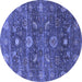 Round Oriental Blue Industrial Rug, urb2397blu