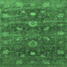 Square Machine Washable Oriental Emerald Green Industrial Area Rugs, wshurb2397emgrn