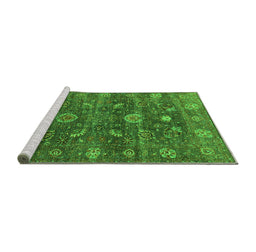 Sideview of Machine Washable Oriental Green Industrial Area Rugs, wshurb2397grn