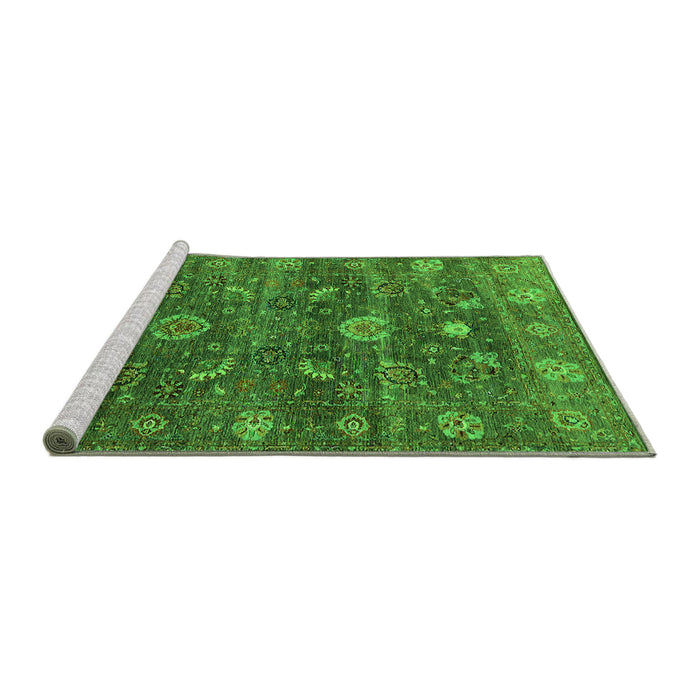 Sideview of Machine Washable Oriental Green Industrial Area Rugs, wshurb2397grn