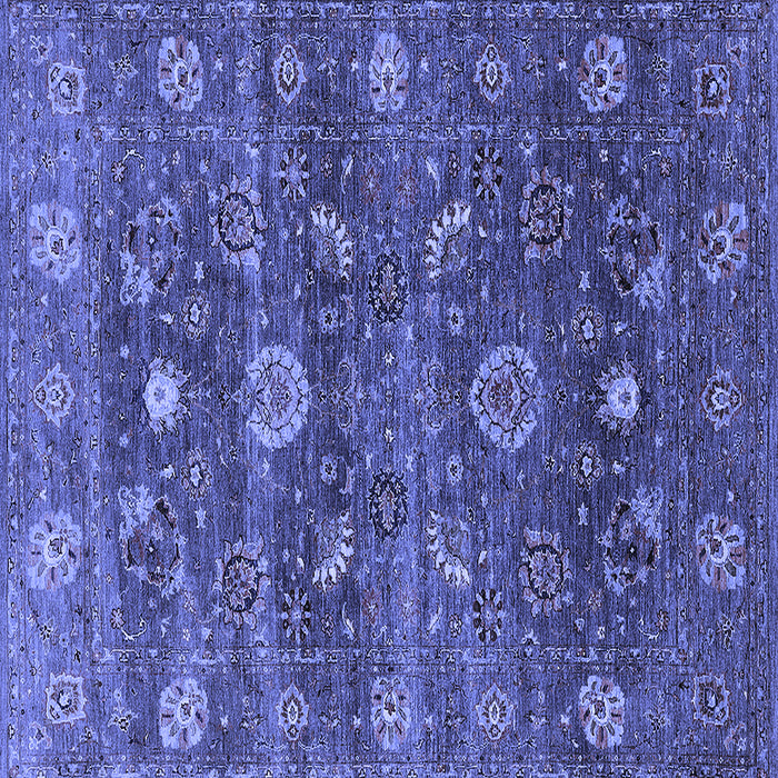Square Machine Washable Oriental Blue Industrial Rug, wshurb2397blu
