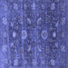 Square Machine Washable Oriental Blue Industrial Rug, wshurb2397blu