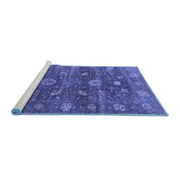 Sideview of Machine Washable Oriental Blue Industrial Rug, wshurb2397blu