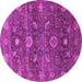 Round Machine Washable Oriental Pink Industrial Rug, wshurb2397pnk