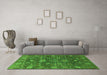 Machine Washable Oriental Green Industrial Area Rugs in a Living Room,, wshurb2397grn