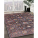 Mid-Century Modern Rose Purple Oriental Rug in Family Room, urb2397