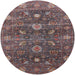 Round Mid-Century Modern Rose Purple Oriental Rug, urb2397