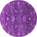 Round Machine Washable Oriental Purple Industrial Area Rugs, wshurb2397pur