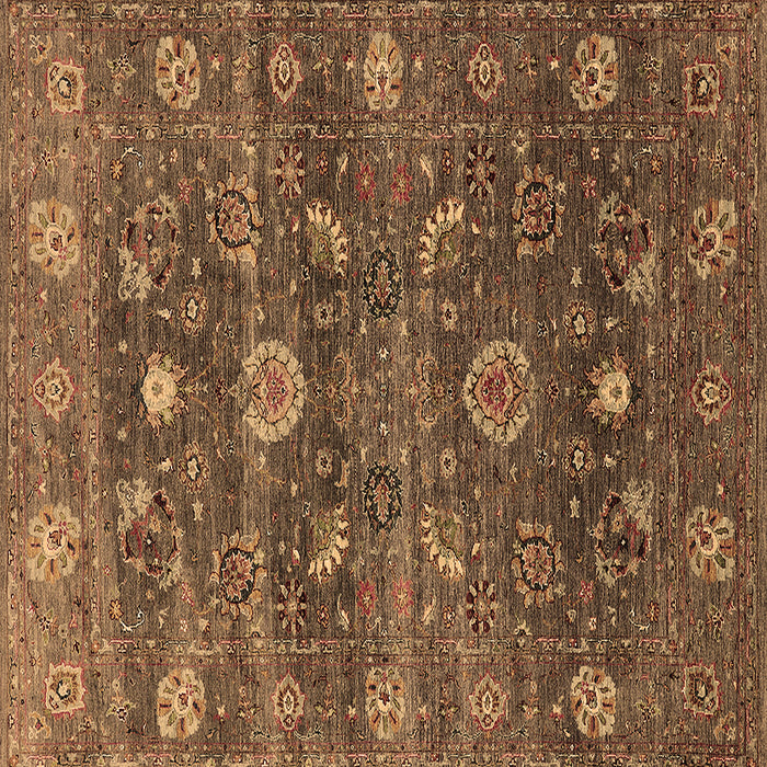 Square Machine Washable Oriental Brown Industrial Rug, wshurb2397brn