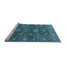 Sideview of Machine Washable Oriental Light Blue Industrial Rug, wshurb2397lblu