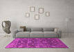 Machine Washable Oriental Pink Industrial Rug in a Living Room, wshurb2397pnk