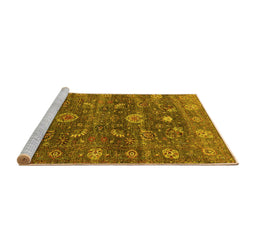 Sideview of Machine Washable Oriental Yellow Industrial Rug, wshurb2397yw