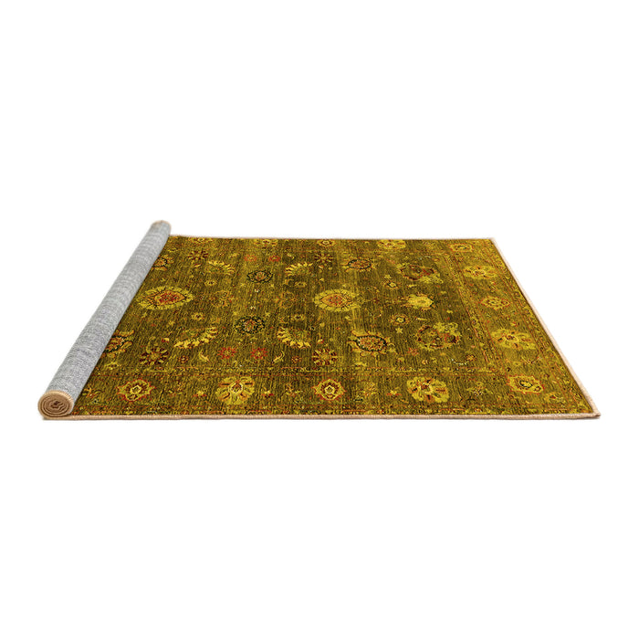 Sideview of Machine Washable Oriental Yellow Industrial Rug, wshurb2397yw