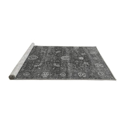 Sideview of Machine Washable Oriental Gray Industrial Rug, wshurb2397gry