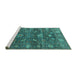 Sideview of Machine Washable Oriental Turquoise Industrial Area Rugs, wshurb2397turq