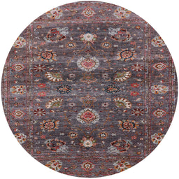 Round Machine Washable Industrial Modern Rose Dust Purple Rug, wshurb2397