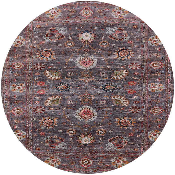 Round Machine Washable Industrial Modern Rose Dust Purple Rug, wshurb2397