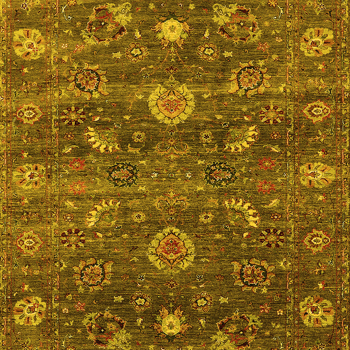 Machine Washable Oriental Yellow Industrial Rug, wshurb2397yw