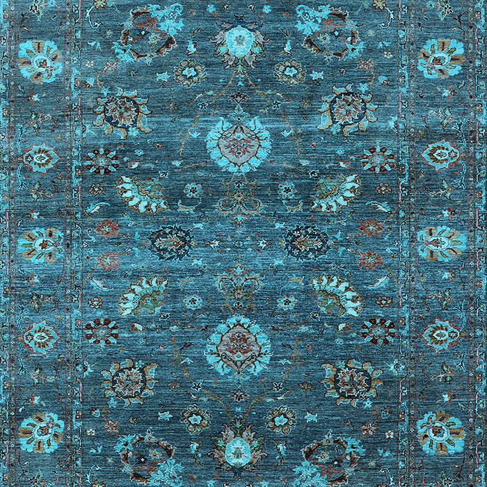 Machine Washable Oriental Light Blue Industrial Rug, wshurb2397lblu