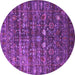 Round Machine Washable Oriental Purple Industrial Area Rugs, wshurb2398pur