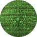 Round Oriental Green Industrial Rug, urb2398grn