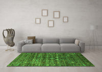 Machine Washable Oriental Green Industrial Rug, wshurb2398grn