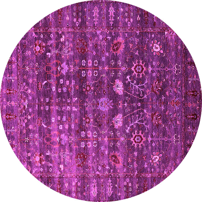 Round Machine Washable Oriental Pink Industrial Rug, wshurb2398pnk