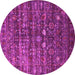 Round Machine Washable Oriental Pink Industrial Rug, wshurb2398pnk