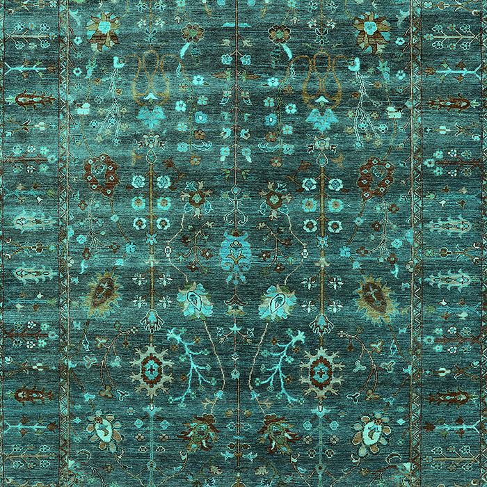 Machine Washable Oriental Turquoise Industrial Area Rugs, wshurb2398turq