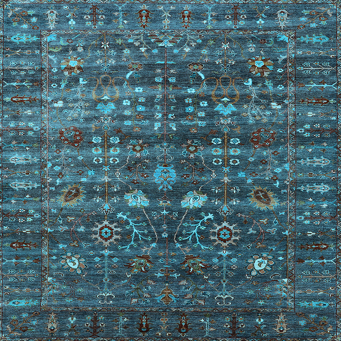 Square Oriental Light Blue Industrial Rug, urb2398lblu