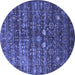 Round Oriental Blue Industrial Rug, urb2398blu