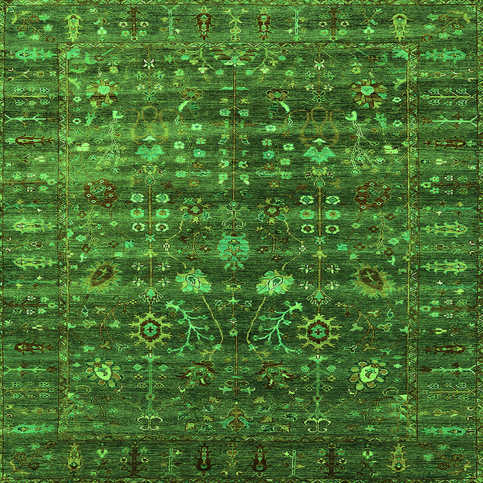 Square Machine Washable Oriental Green Industrial Area Rugs, wshurb2398grn