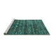 Sideview of Machine Washable Oriental Turquoise Industrial Area Rugs, wshurb2398turq