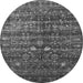 Round Machine Washable Oriental Gray Industrial Rug, wshurb2398gry