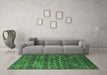 Machine Washable Oriental Emerald Green Industrial Area Rugs in a Living Room,, wshurb2398emgrn