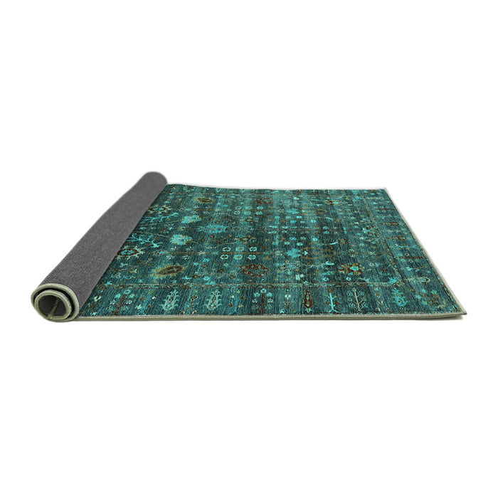Sideview of Oriental Turquoise Industrial Rug, urb2398turq