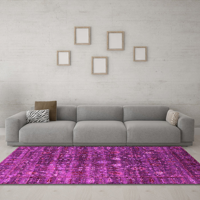 Machine Washable Oriental Pink Industrial Rug in a Living Room, wshurb2398pnk