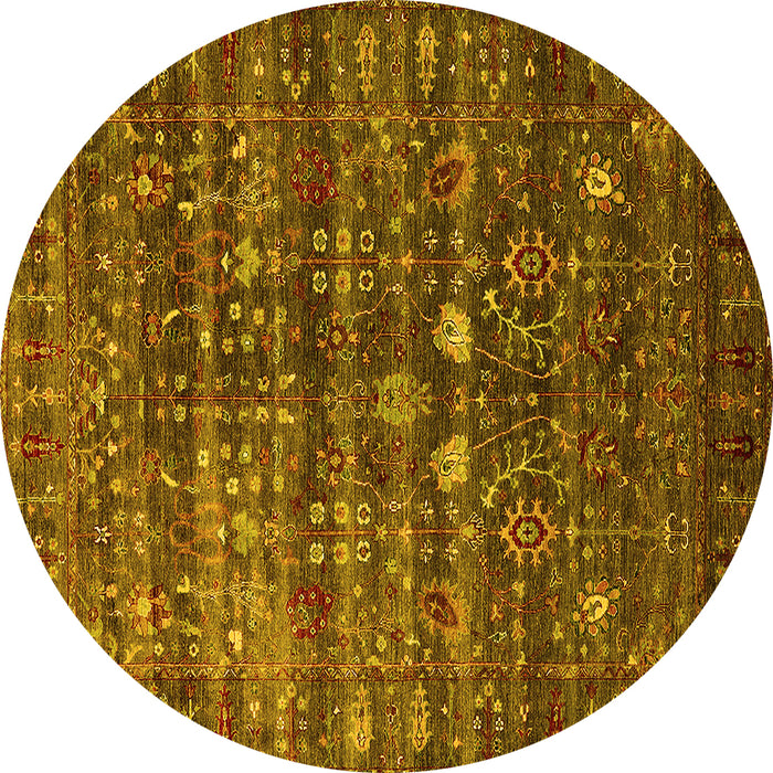 Round Oriental Yellow Industrial Rug, urb2398yw