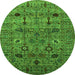 Round Oriental Green Industrial Rug, urb2399grn