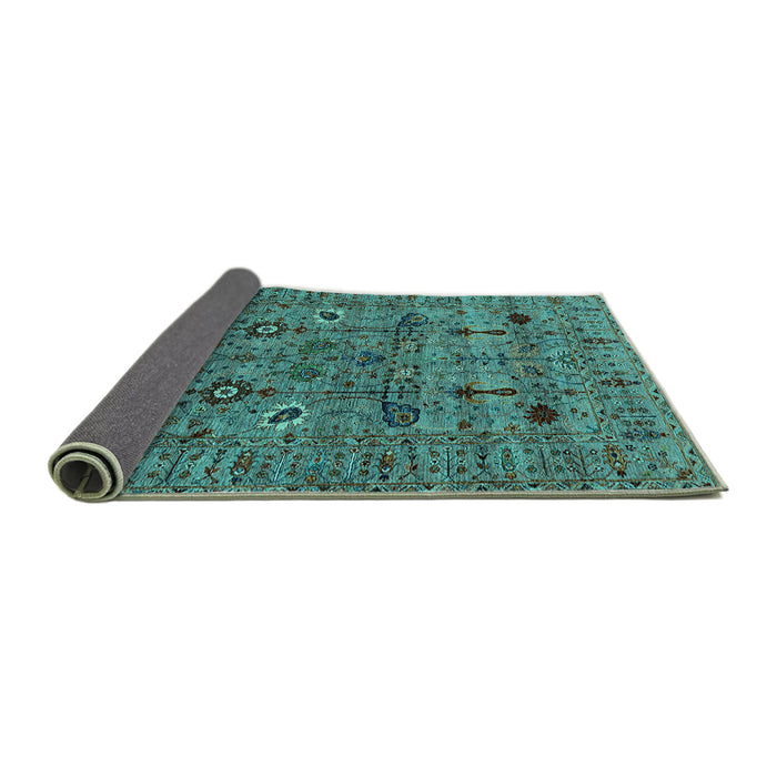 Sideview of Oriental Turquoise Industrial Rug, urb2399turq